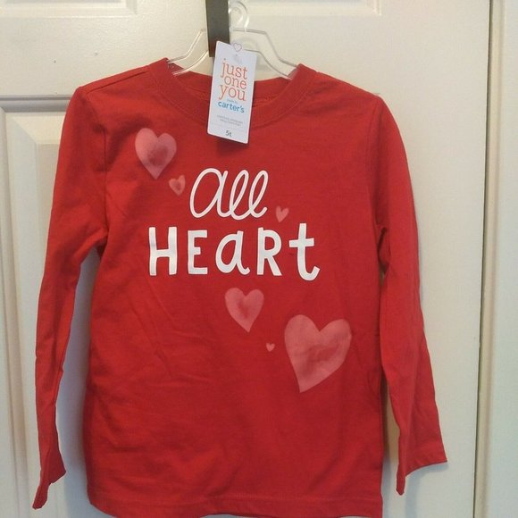 Girls All Heart T-Shirt - Just One You Made By Carter's Red 5T - Picture 1 of 2